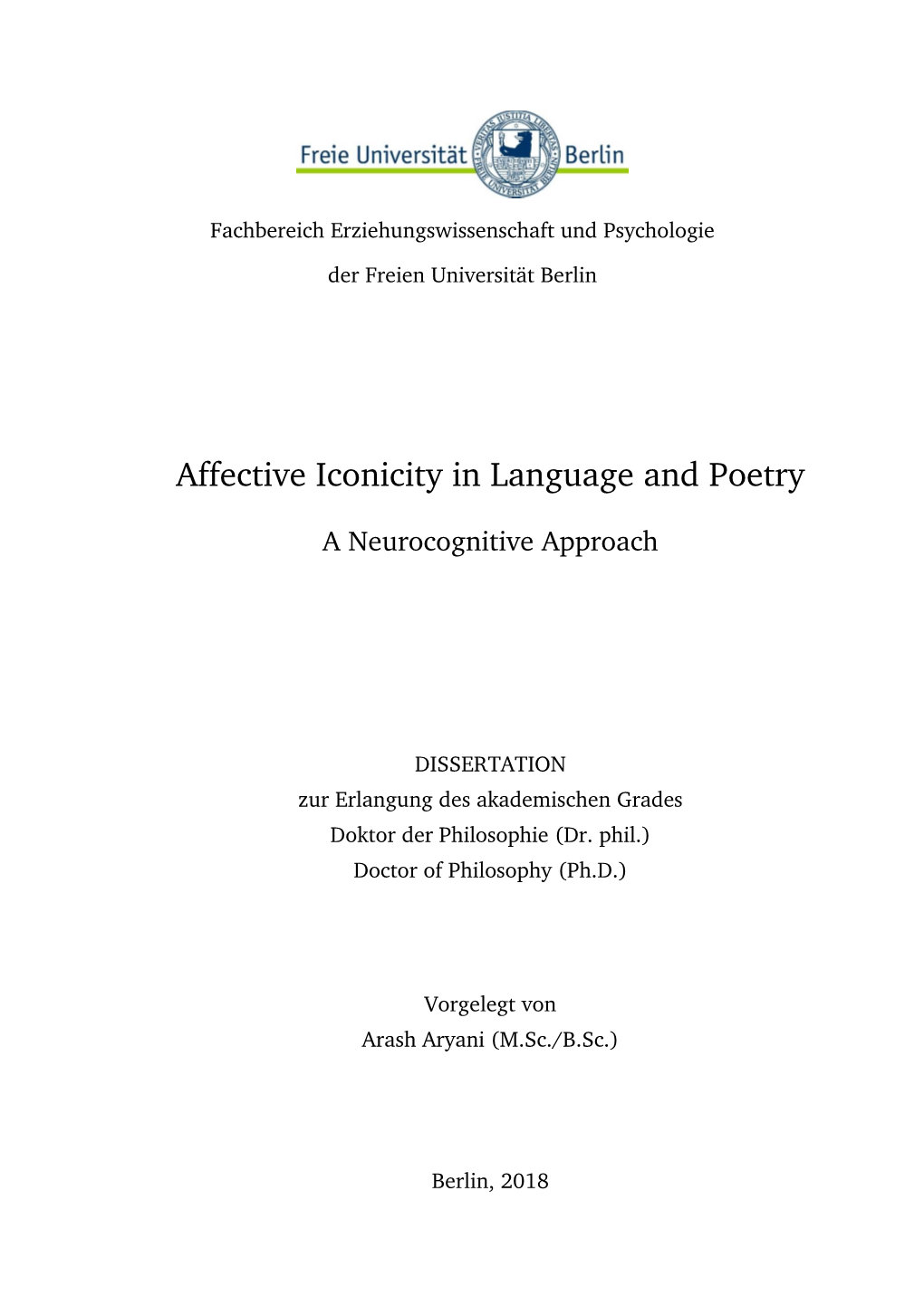 Affective Iconicity in Language and Poetry