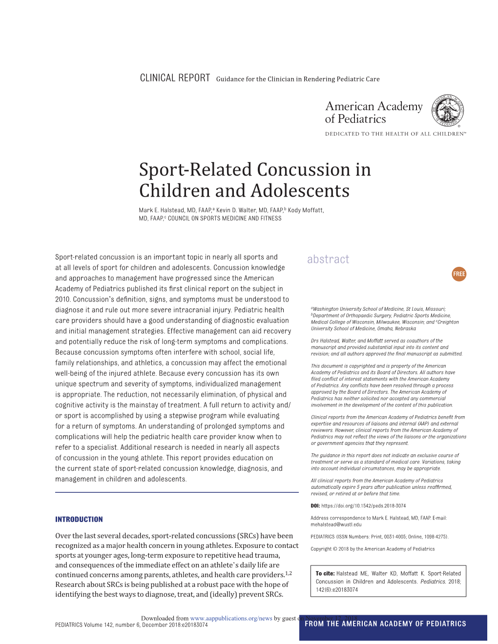 Sport-Related Concussion in Children and Adolescents Mark E