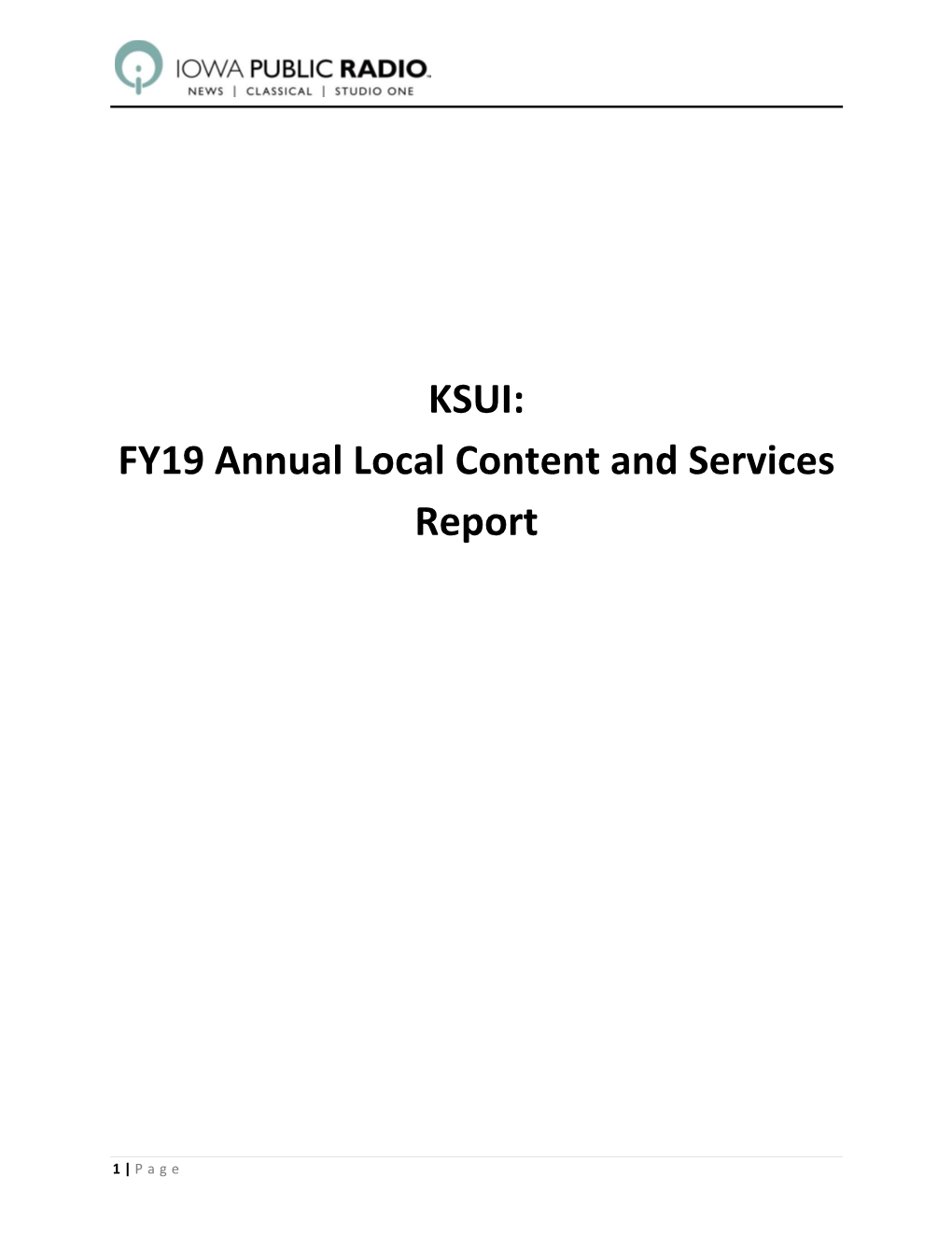 KSUI: FY19 Annual Local Content and Services Report