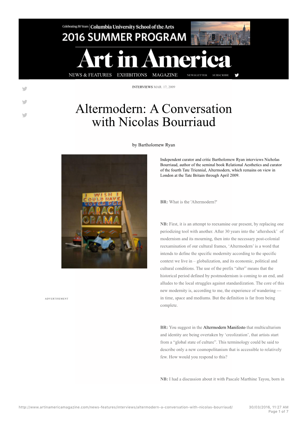 Altermodern: a Conversation More Links with Nicolas Bourriaud