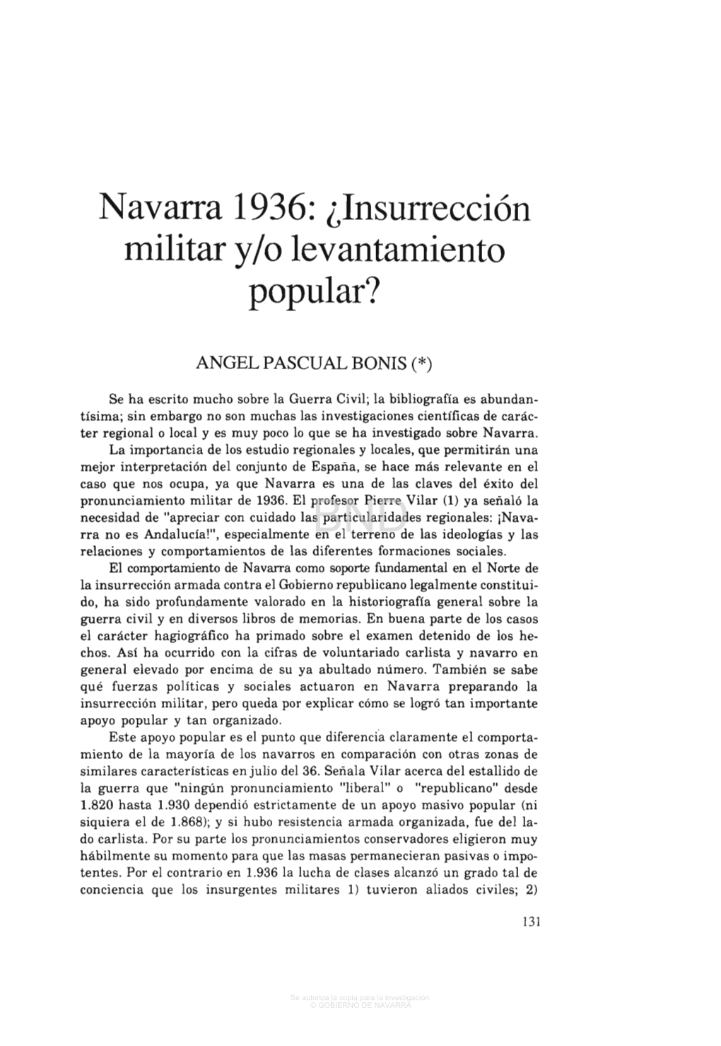 Navarra 1936: ¿Insurrección Militar Y/O Levantamiento Popular?