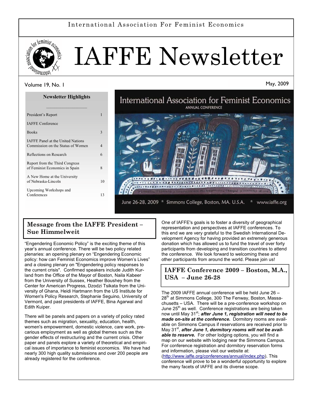 IAFFE Spring 2009 Newsletter(Final).Pub