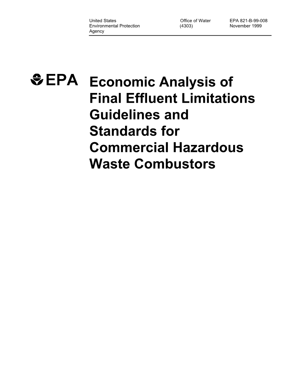 Economic Analysis of Commercial Hazardous Waste Combustors