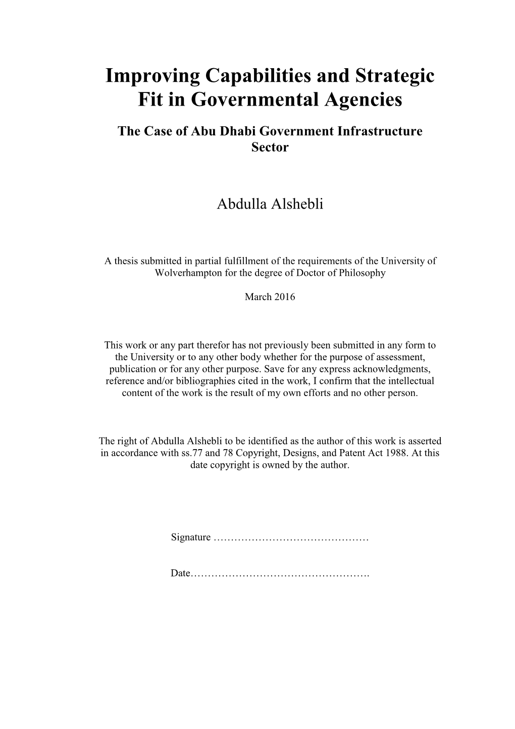 Improving Capabilities and Strategic Fit in Governmental Agencies