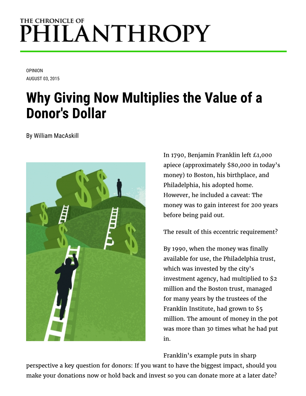 Why Giving Now Multiplies the Value of a Donor's Dollar