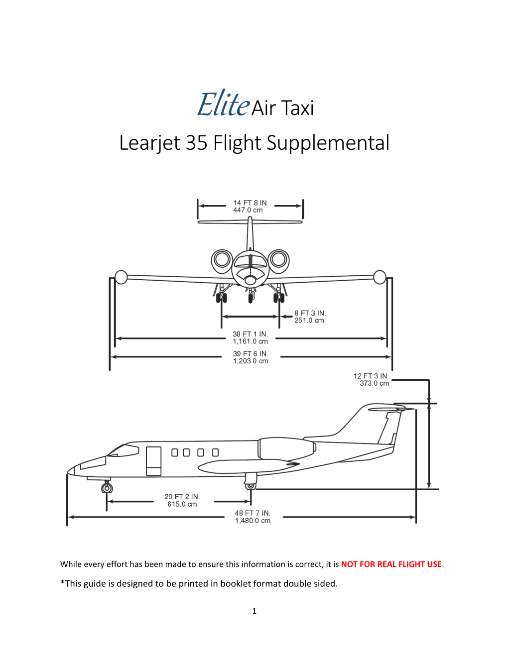 Eliteair Taxi Learjet 35 Flight Supplemental