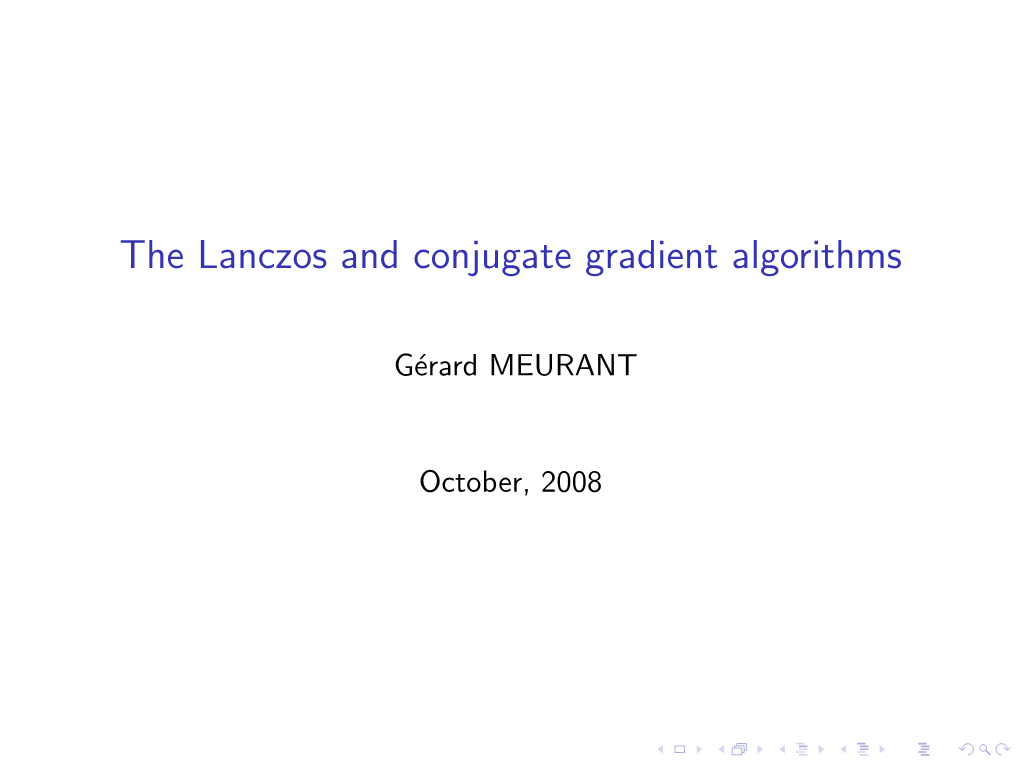 The Lanczos and Conjugate Gradient Algorithms