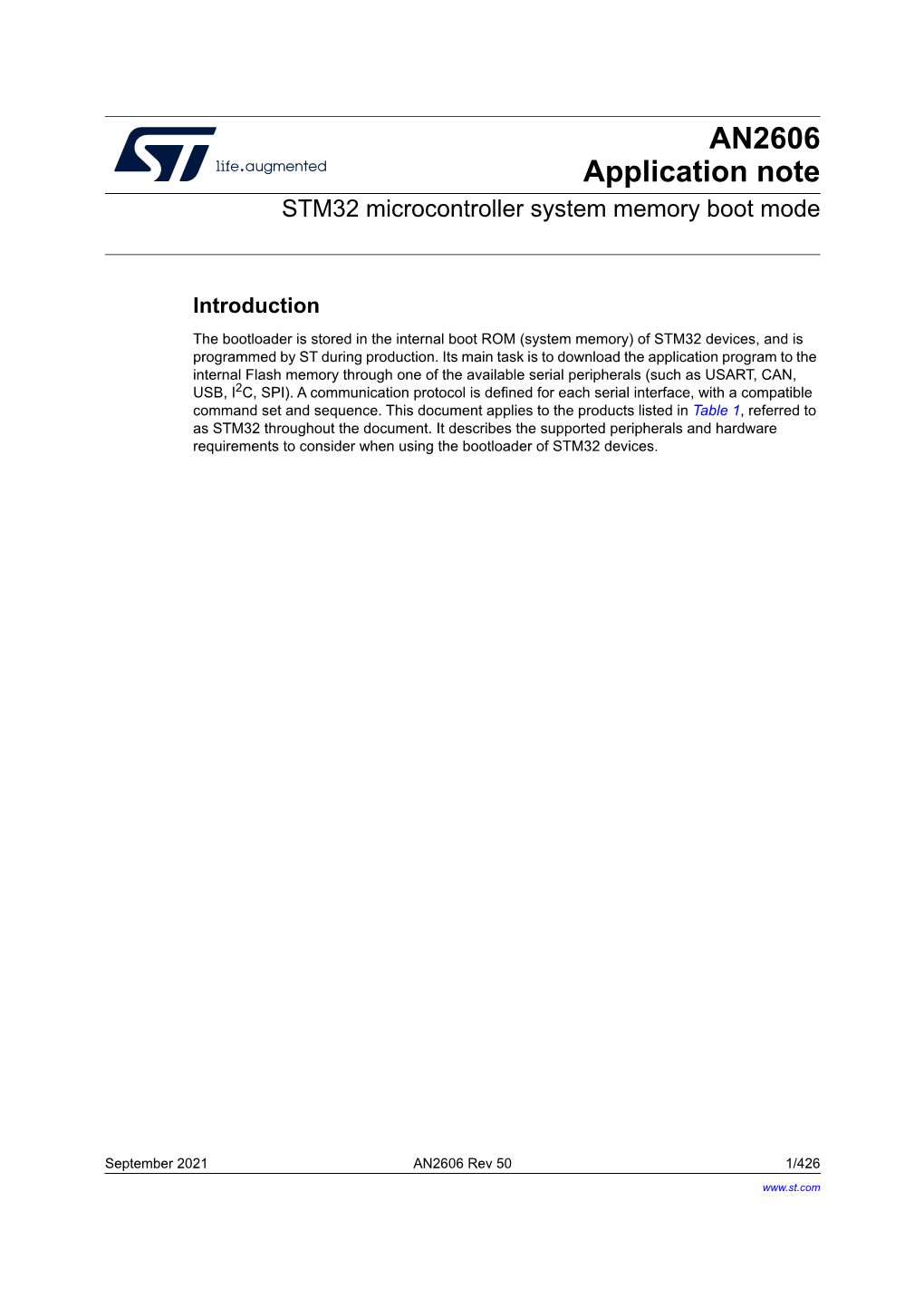 STM32 Microcontroller System Memory Boot Mode