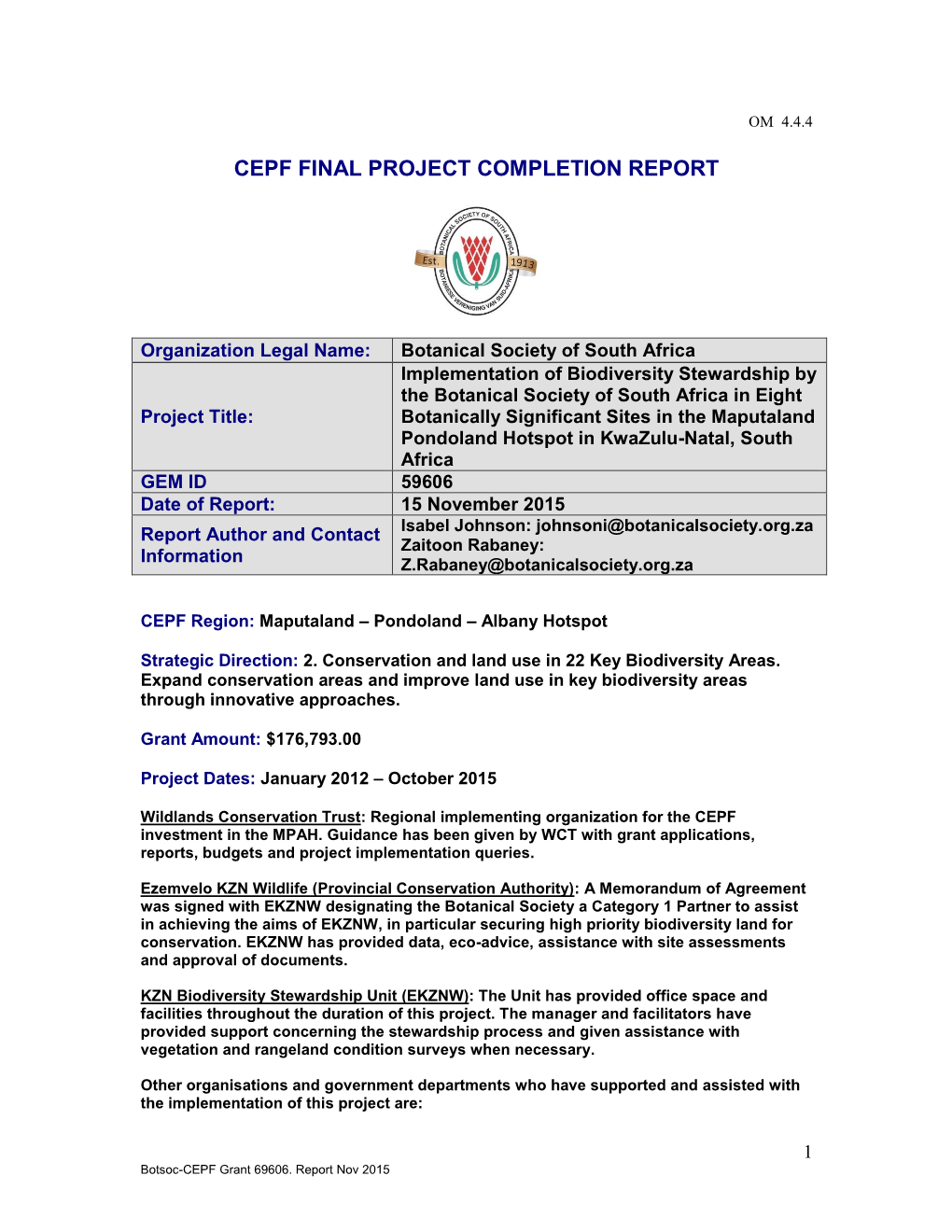 Final Project Completion Report