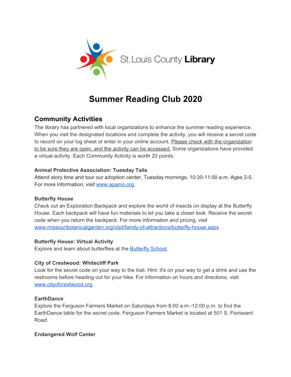 Summer Reading Club 2020