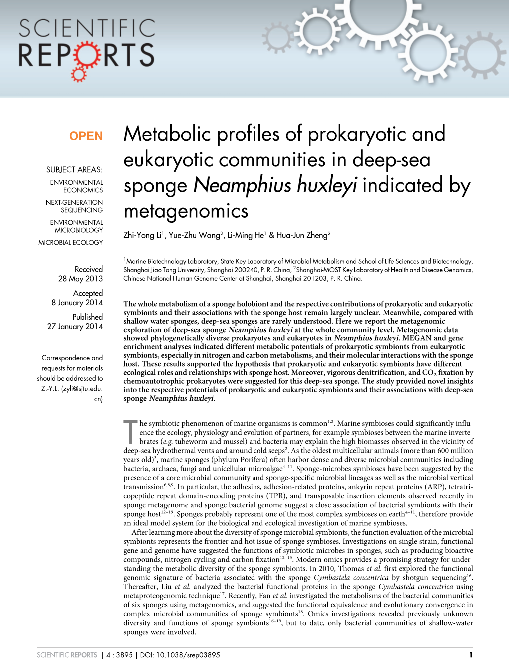 Metabolic Profiles of Prokaryotic and Eukaryotic Communities in Deep