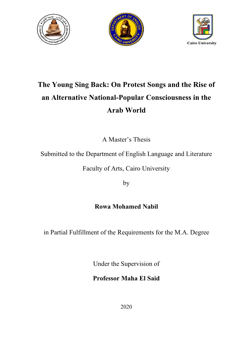 On Protest Songs and the Rise of an Alternative National-Popular Consciousness in the Arab World