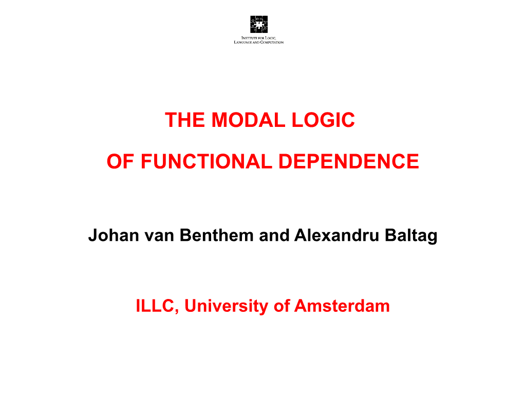 The Modal Logic of Functional Dependence