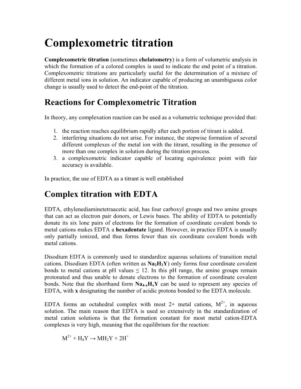 Complexometric Titration