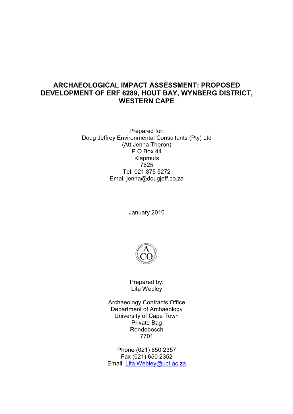 Phase One Heritage Impact Assessment: Portions 2, 3