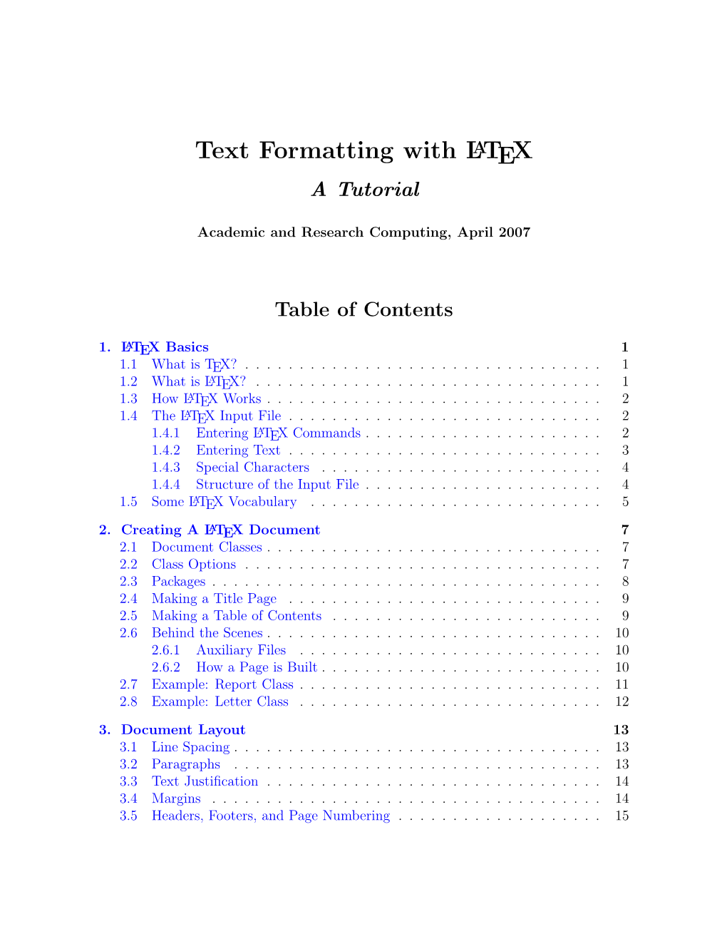 Text Formatting with LATEX a Tutorial