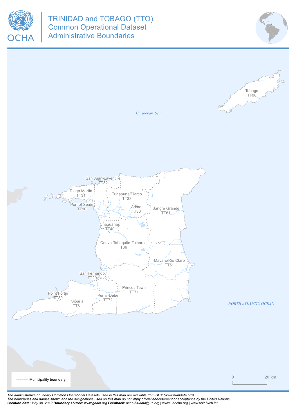 TRINIDAD and TOBAGO (TTO) Common Operational Dataset Administrative Boundaries