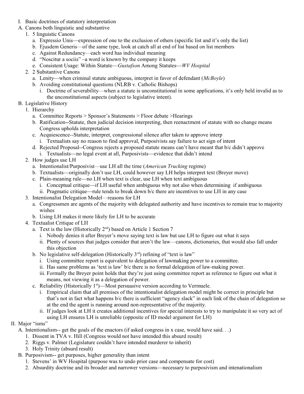 Summary Of Legislation And Statutory Interpretation