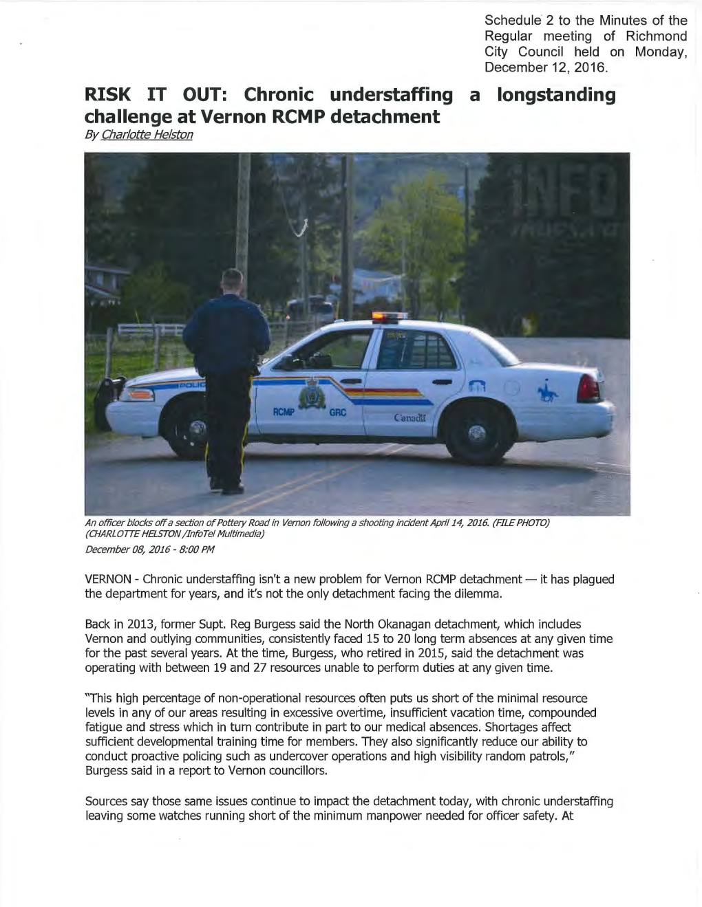 RISK IT OUT: Chronic Understaffing a Longstanding Challenge at Vernon RCMP Detachment by Charlotte He/Stan