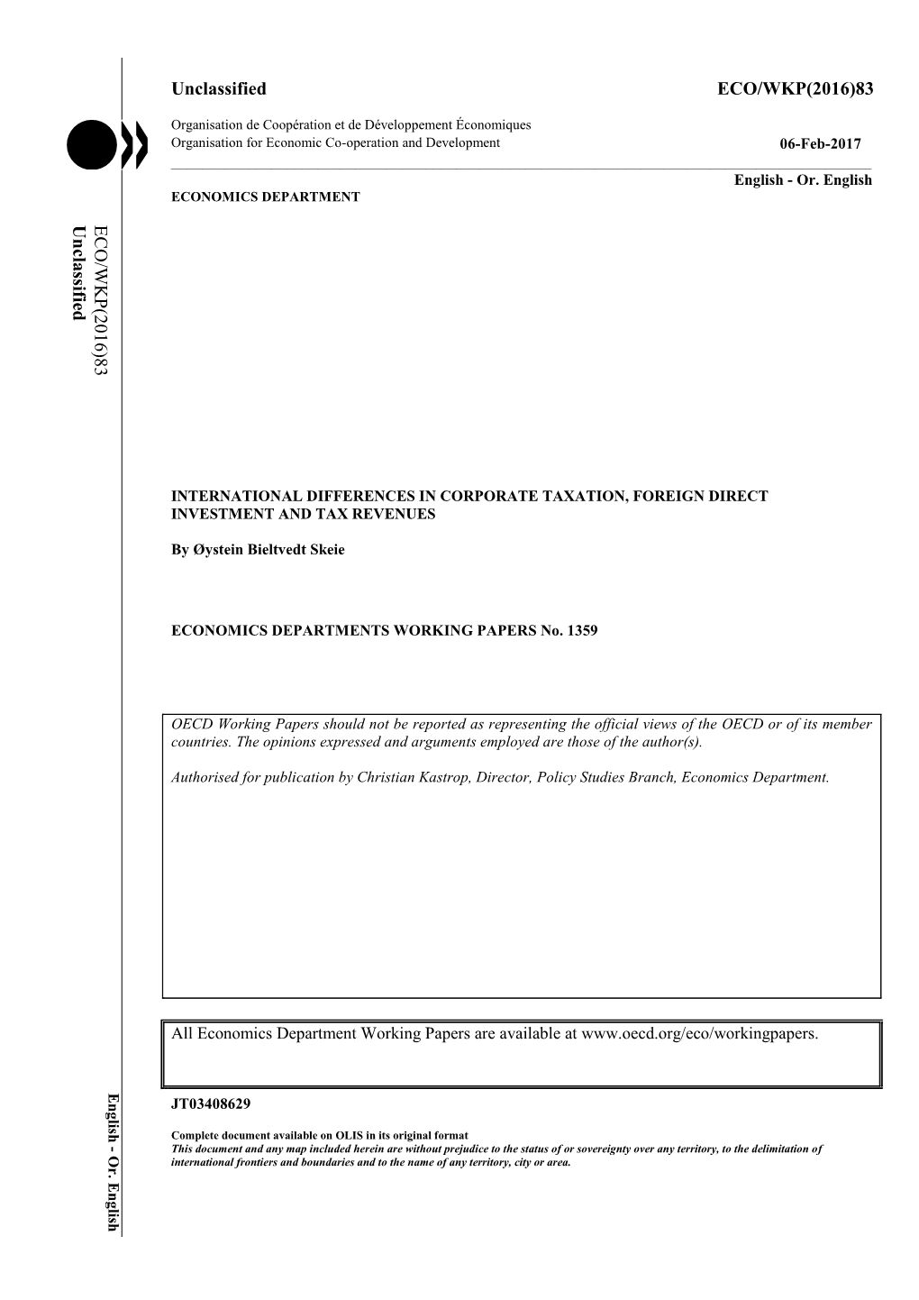 International Differences in Corporate Taxation, Foreign Direct Investment and Tax Revenues