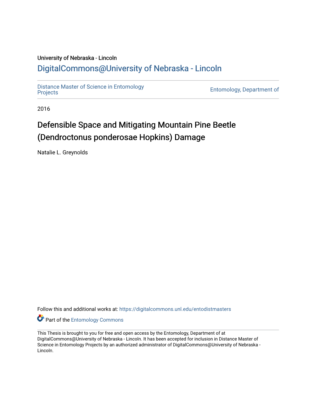 Defensible Space and Mitigating Mountain Pine Beetle (Dendroctonus Ponderosae Hopkins) Damage