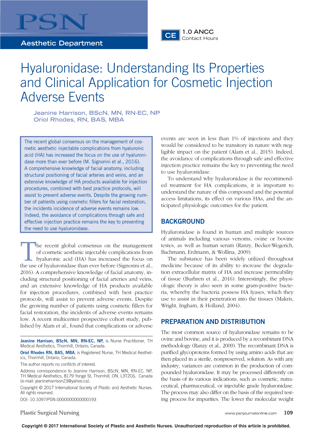 Hyaluronidase: Understanding Its Properties and Clinical Application for Cosmetic Injection Adverse Events