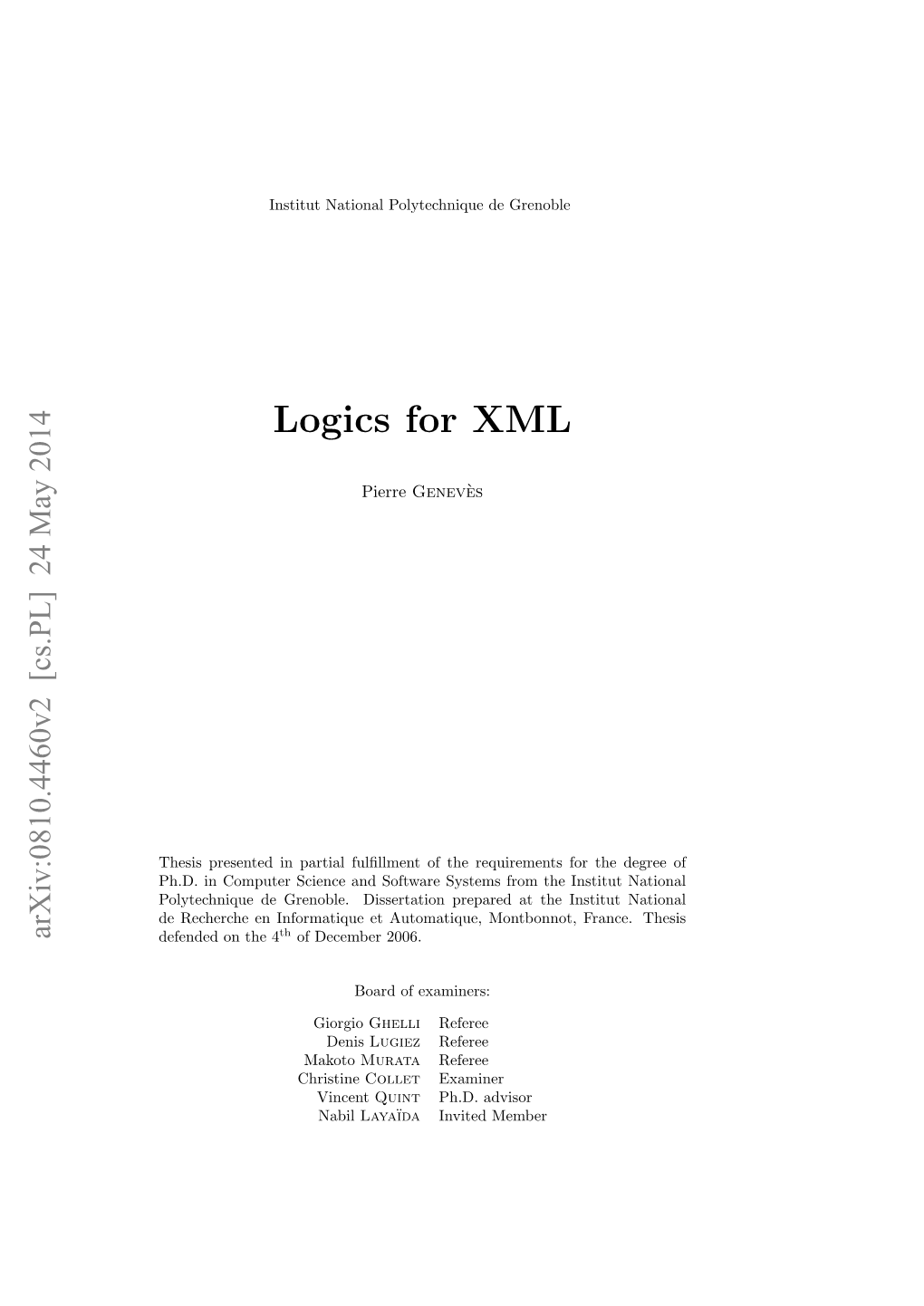 Logics for XML