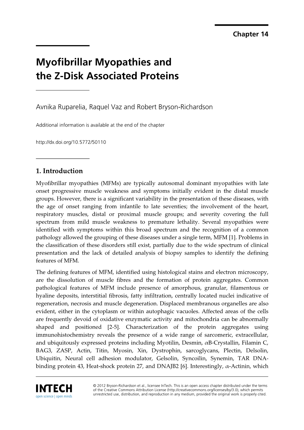 Myofibrillar Myopathies and the Z-Disk Associated Proteins