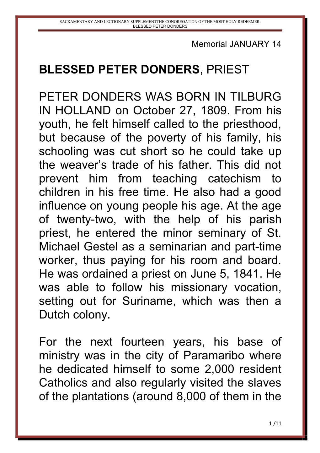 Blessed Peter Donders