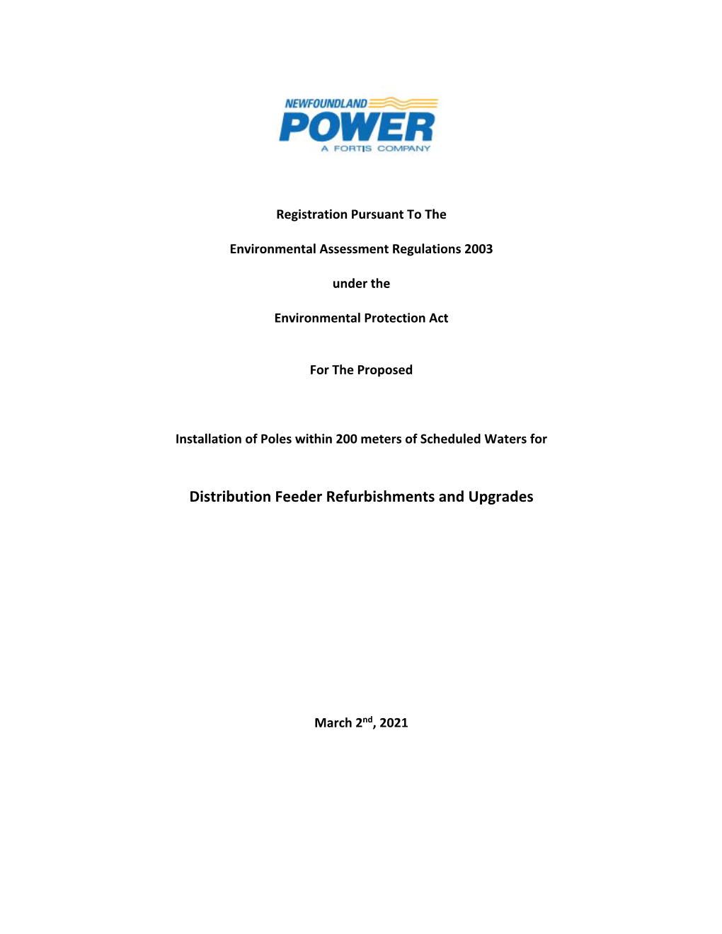 Distribution Feeder Refurbishments and Upgrades