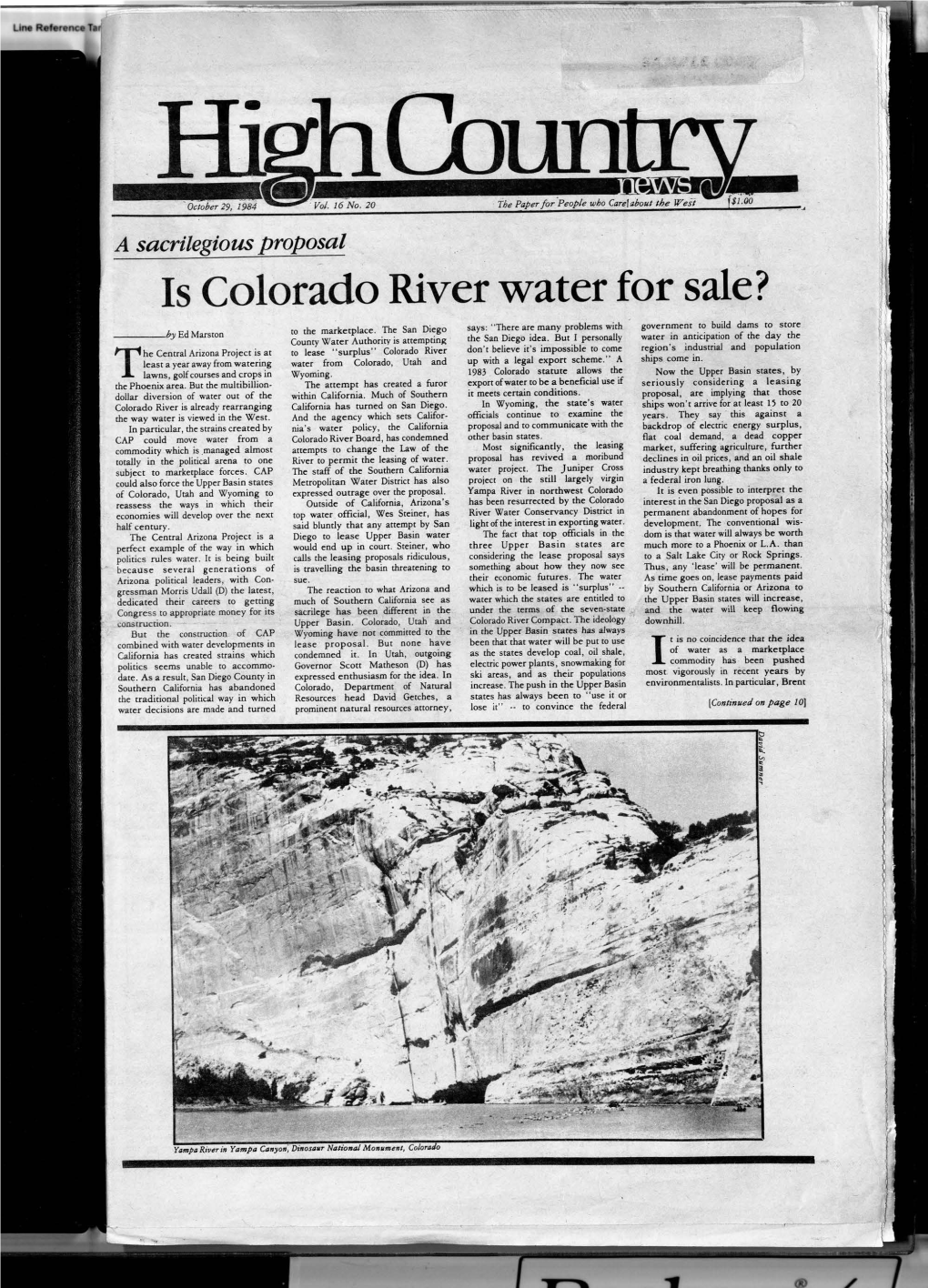High Country News Vol. 16, 20, Oct. 29, 1984