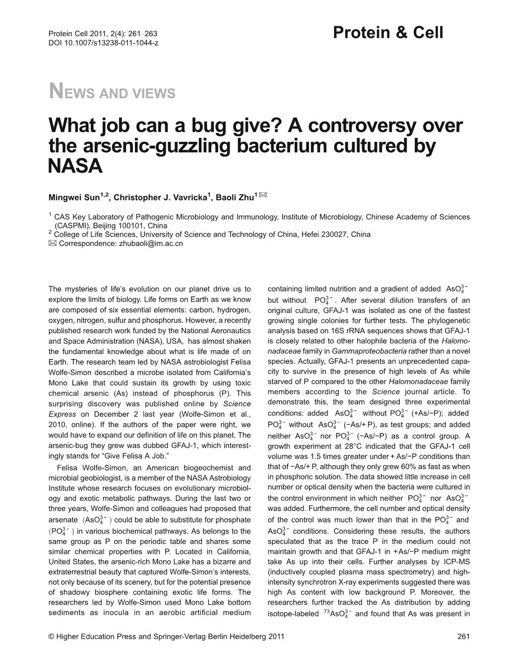 What Job Can a Bug Give? a Controversy Over the Arsenic-Guzzling Bacterium Cultured by NASA