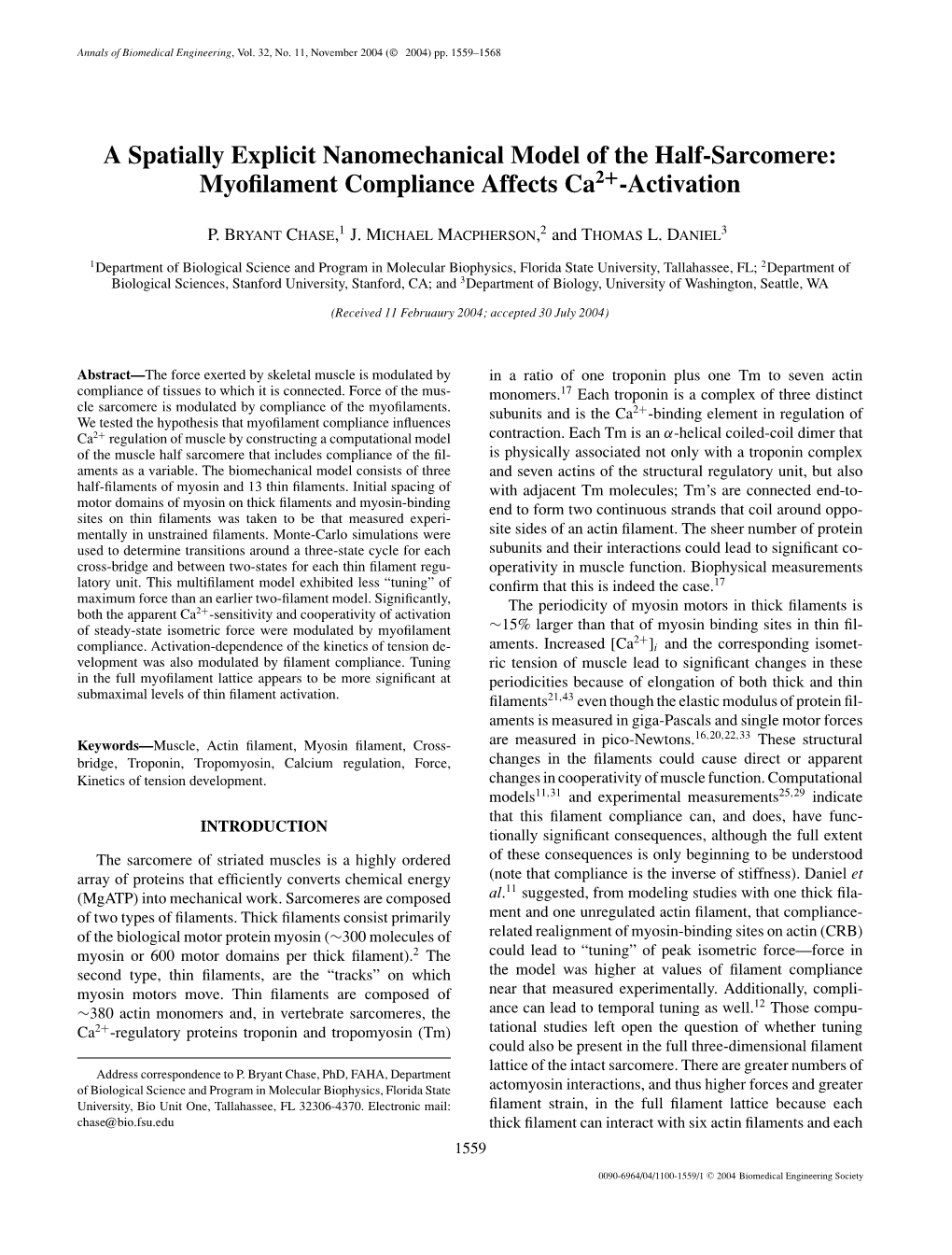 A Spatially Explicit Nanomechanical Model of the Half-Sarcomere: Myoﬁlament Compliance Affects Ca2+-Activation