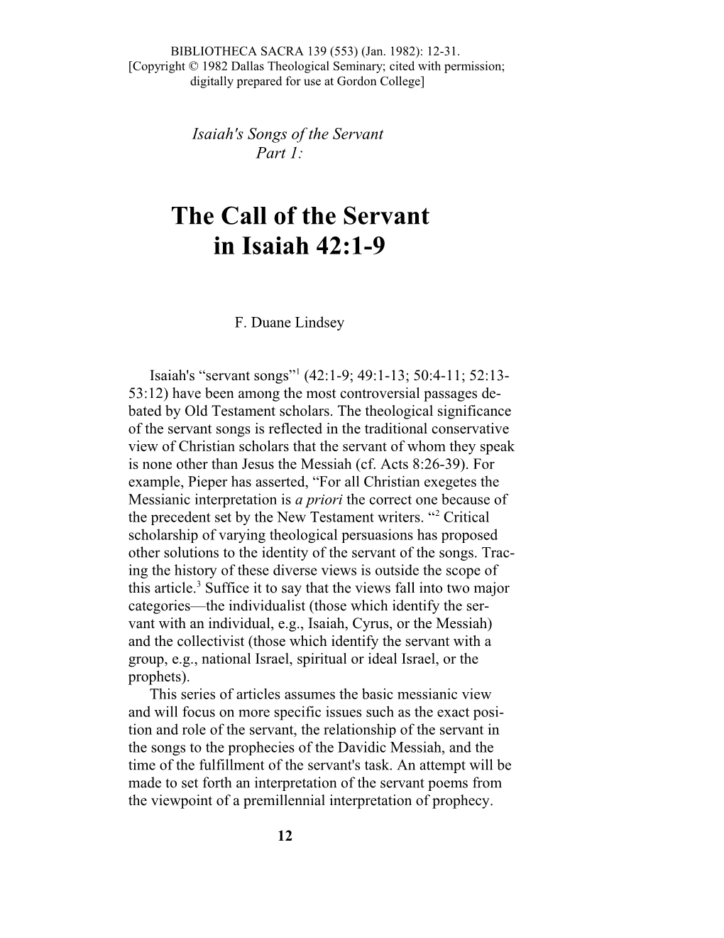 Isaiah's Songs of the Servant