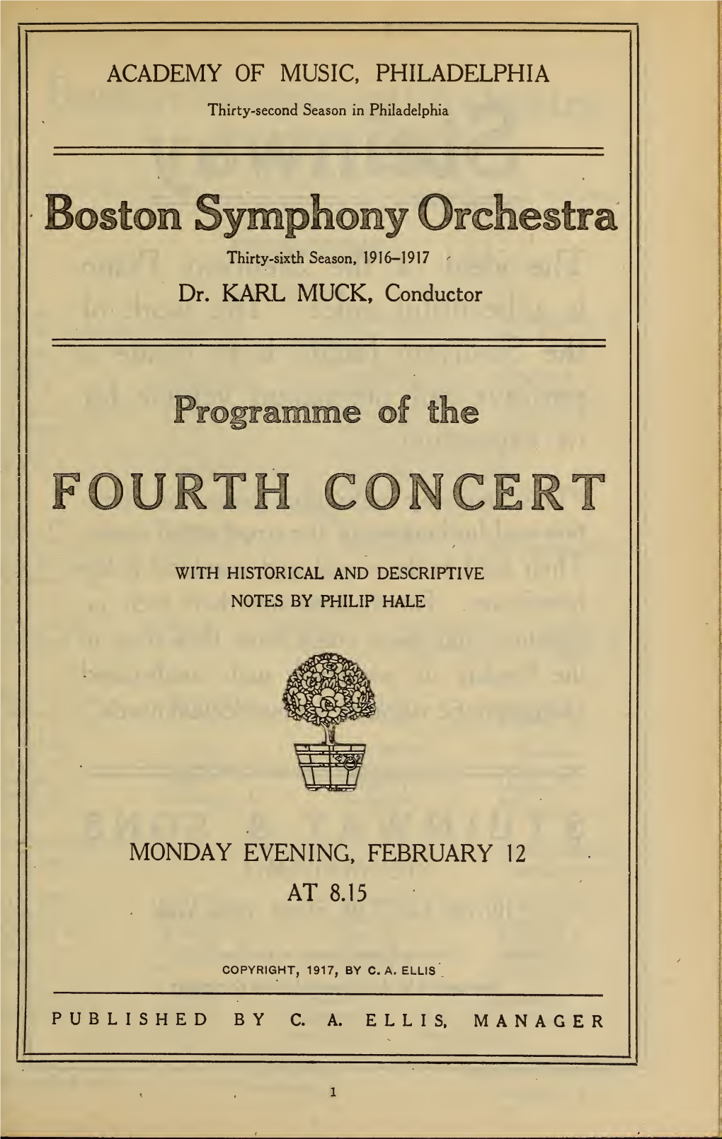 Boston Symphony Orchestra Concert Programs, Season 36,1916