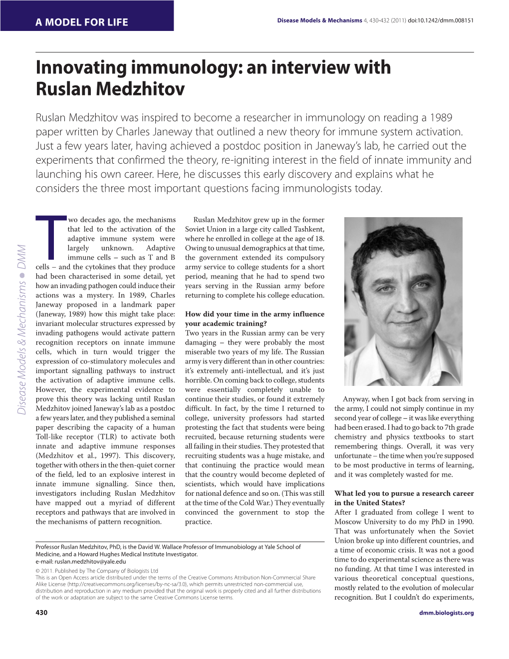 Innovating Immunology: an Interview with Ruslan Medzhitov