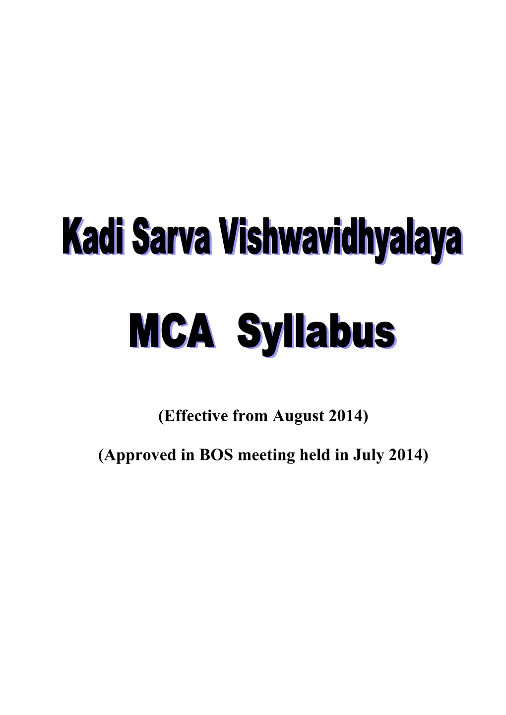 MCA Syllabus 2014
