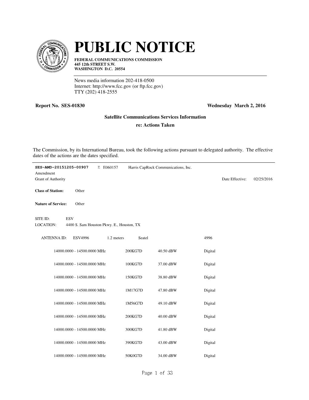 PUBLIC NOTICE FEDERAL COMMUNICATIONS COMMISSION 445 12Th STREET S.W