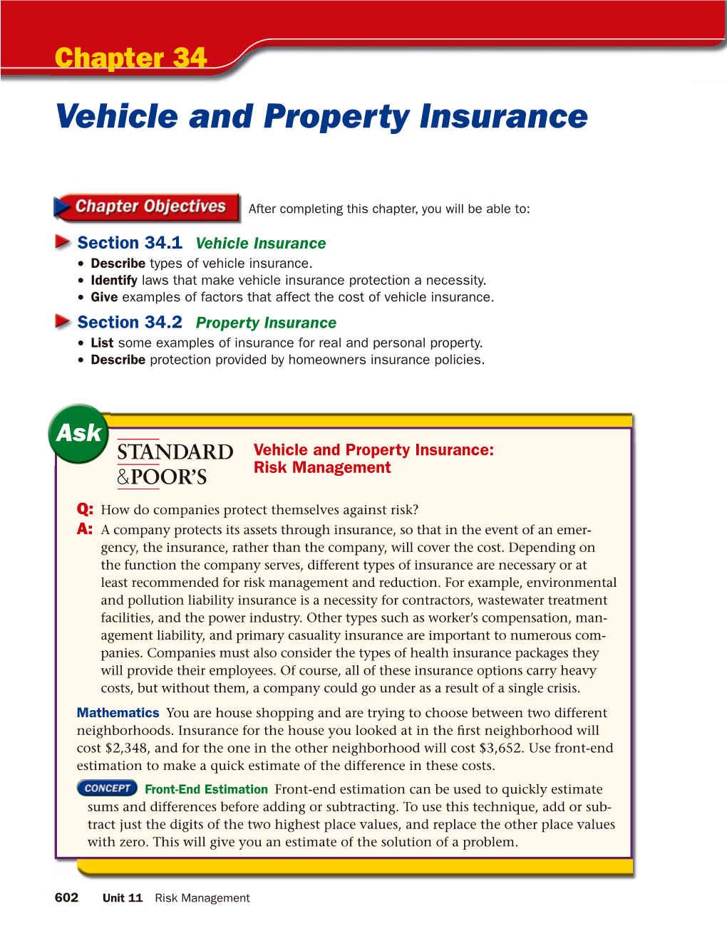 Chapter 34 Vehicle and Property Insurance