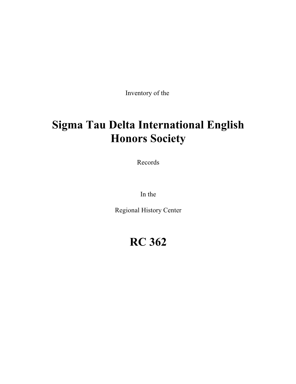 Sigma Tau Delta International English Honors Society RC