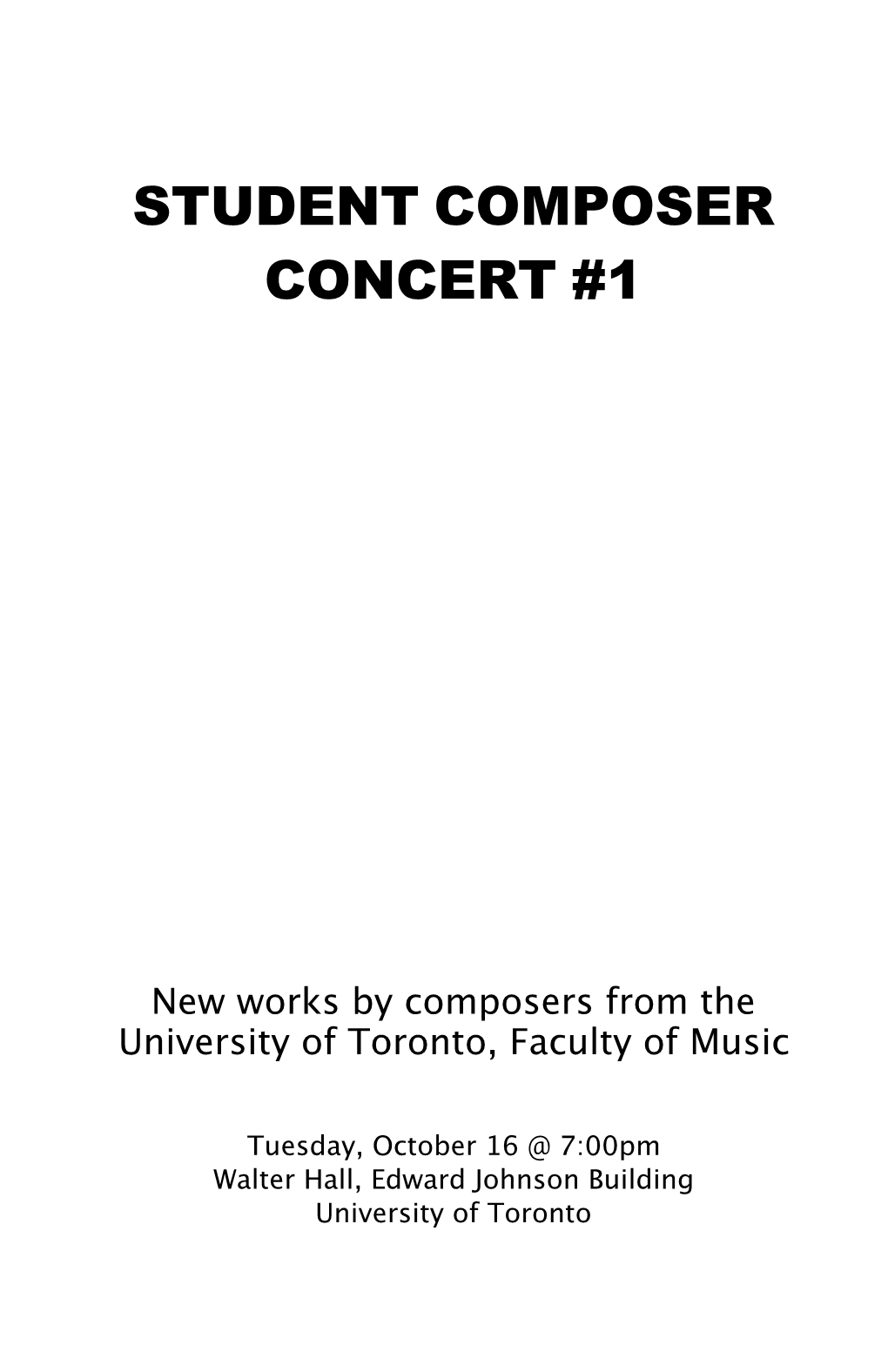 Student Composer Concert October 16 2018