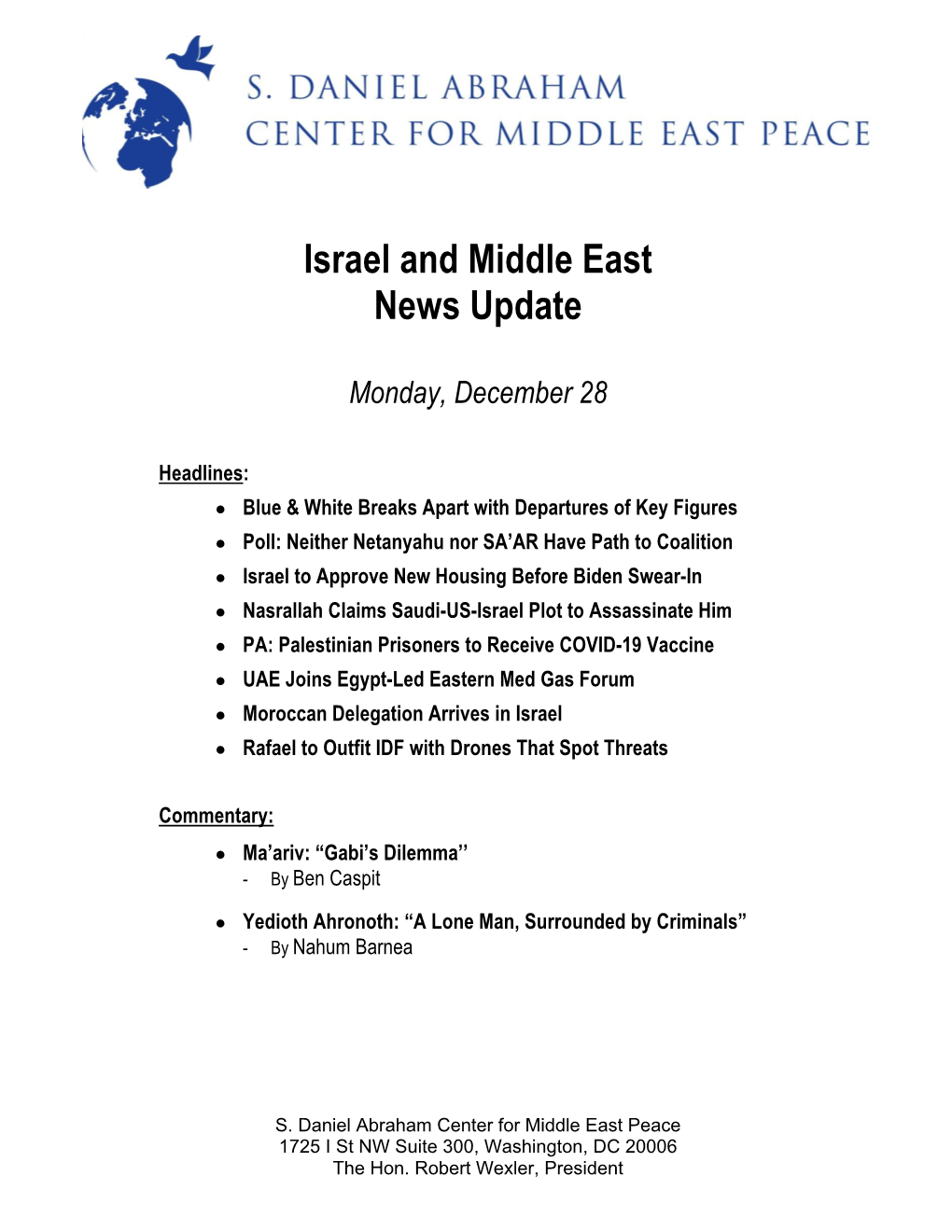 Israel and Middle East News Update