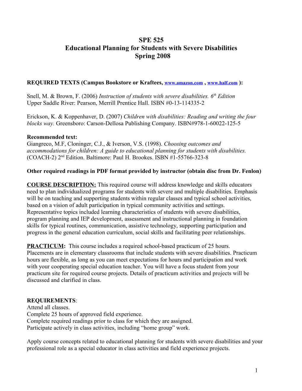 Educational Planning for Students with Severe Disabilities