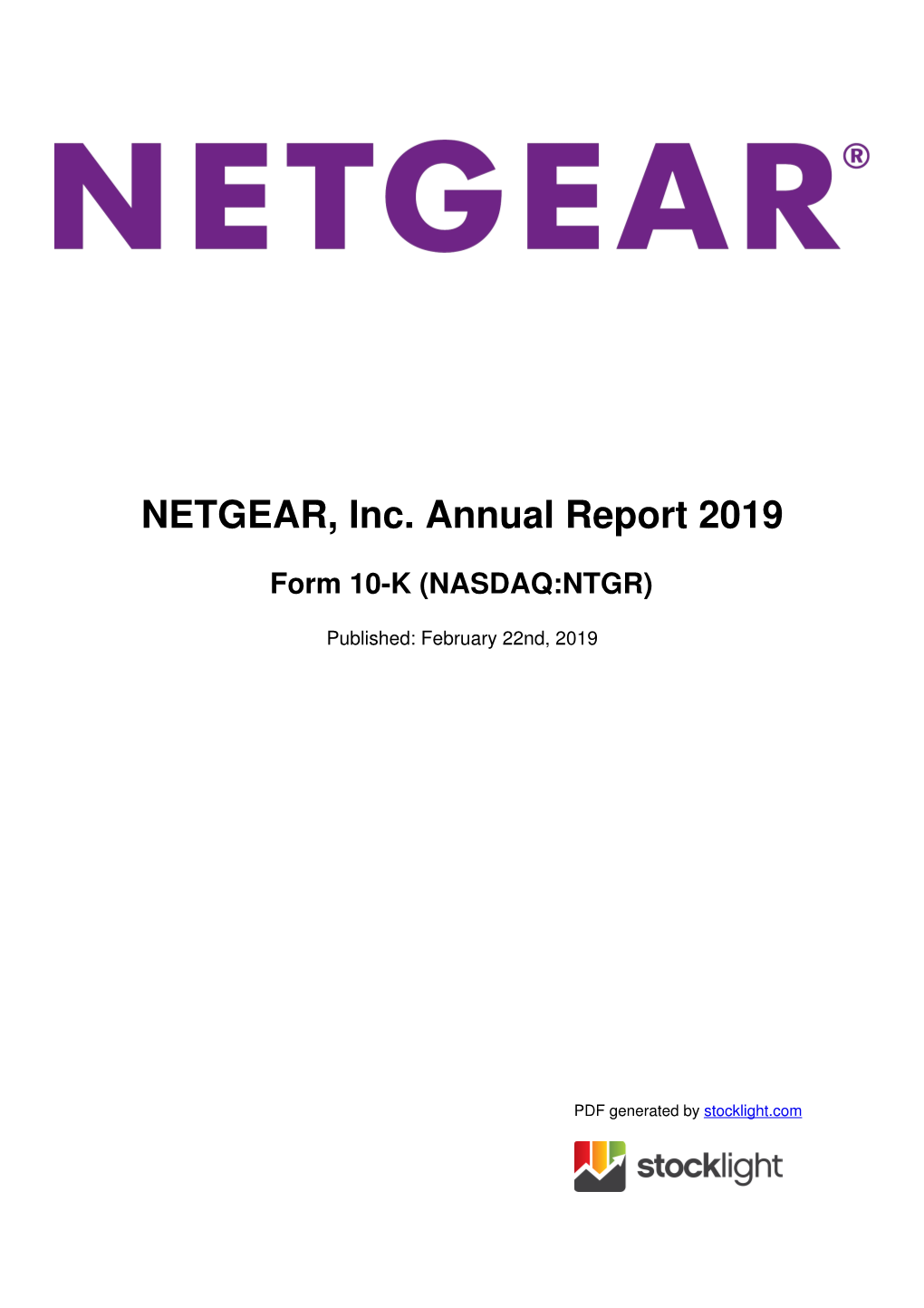 NETGEAR, Inc. Annual Report 2019