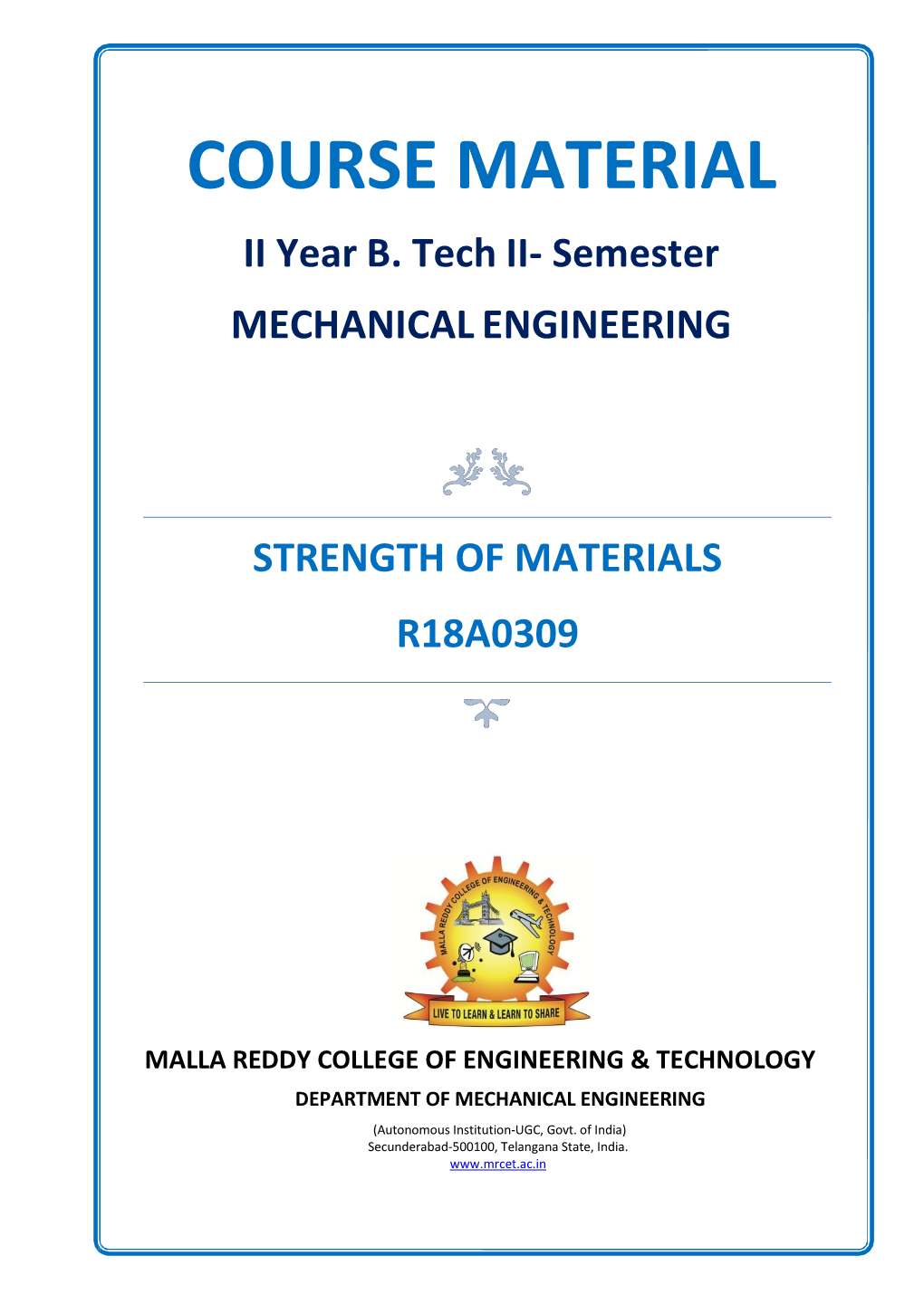 Strength of Materials R18a0309