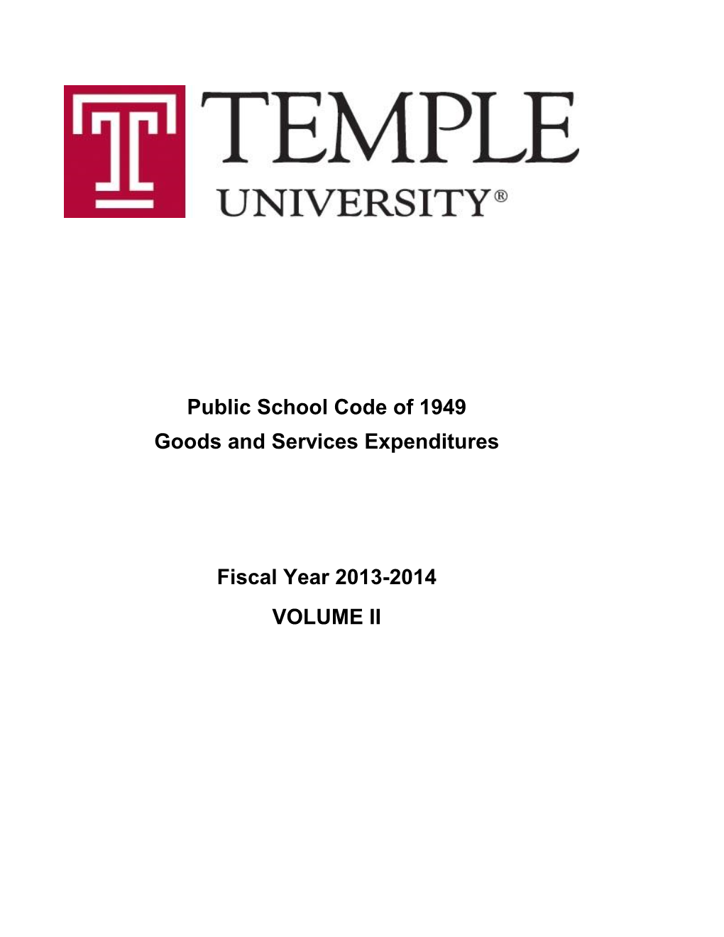 Temple University Snyder Report Volume II 2013-2014
