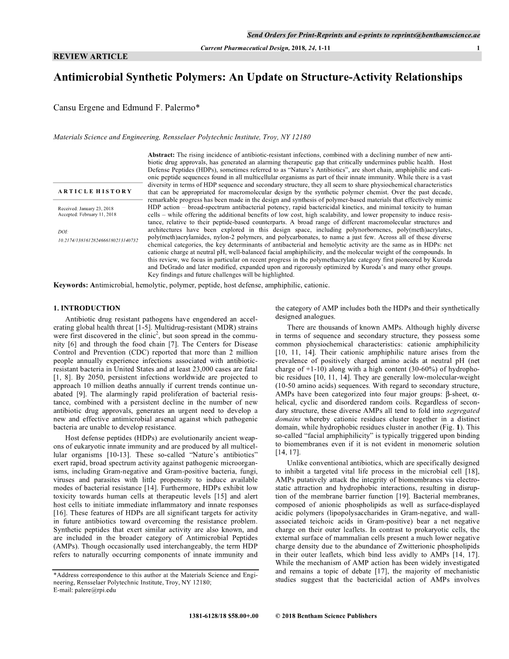 Antimicrobial Synthetic Polymers: an Update on Structure-Activity Relationships