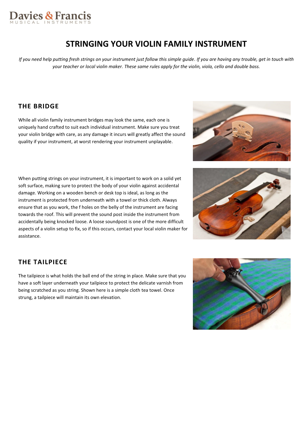 Stringing Your Violin Family Instrument