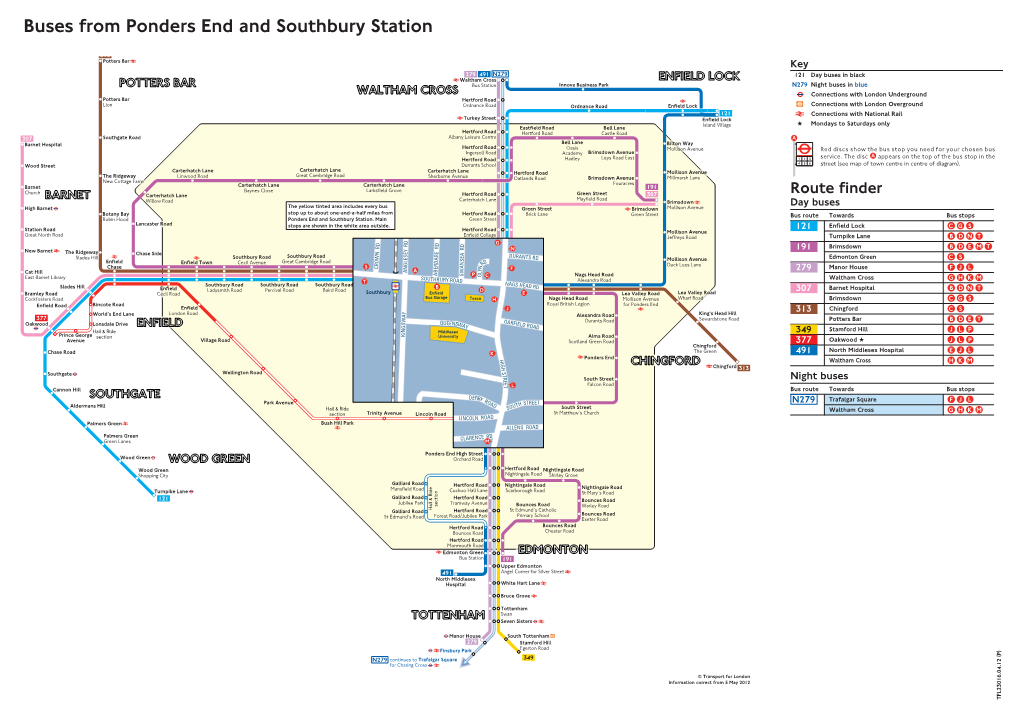 Buses from Ponders End and Southbury Station