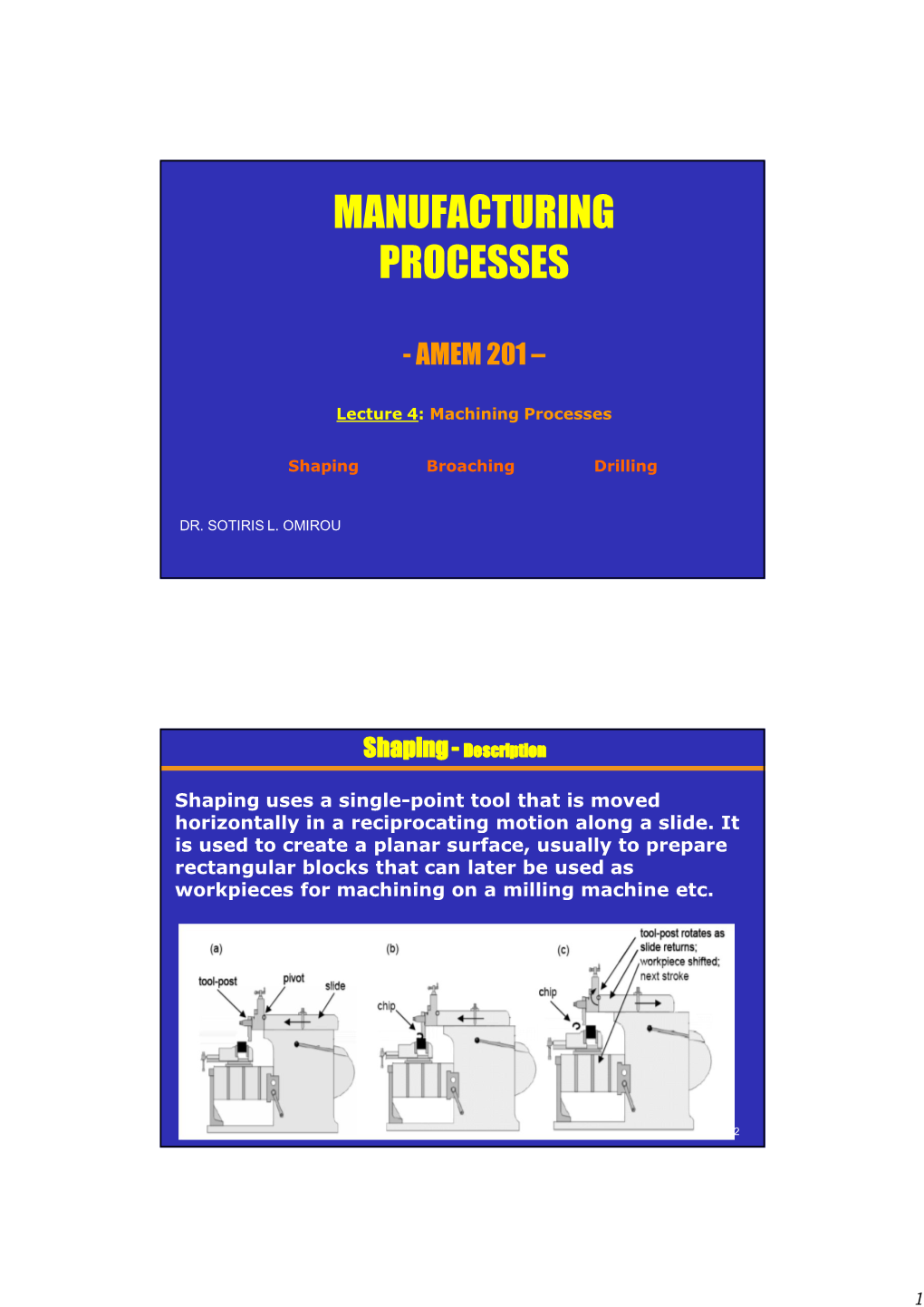 Lecture 4 : Machining Processes